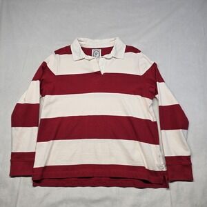lands end rugby shirt youth (medium 10-12)Red And White